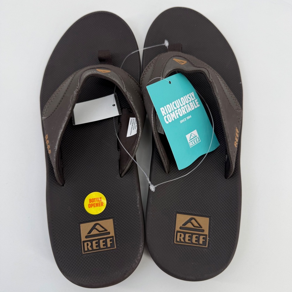 Reef Mens Flip Flops Sandals Brown‎ Gum Size 9 Bottle Opener